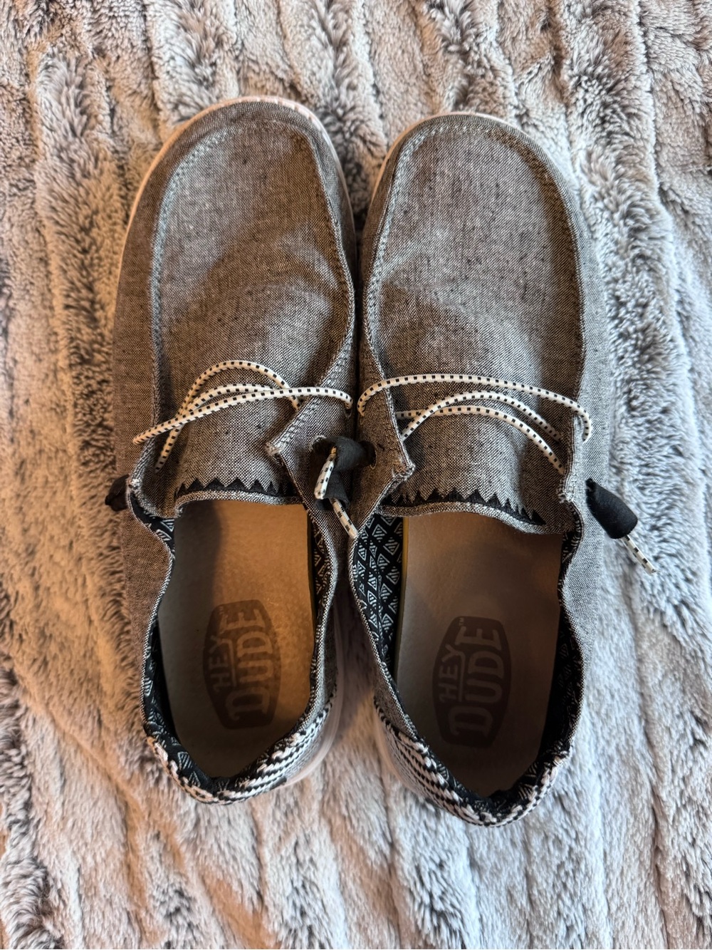 Hey Dude Casual Slip-On Shoes in Gray with Black Accents